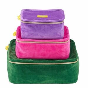 New Marc Jacobs Velvet Travel Bag Set - Purple, Pink, Green